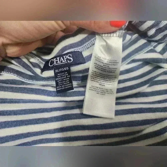 Womens CHAPS 3/4 Sleeved top size XL Blue White Striped - Picture 5 of 7